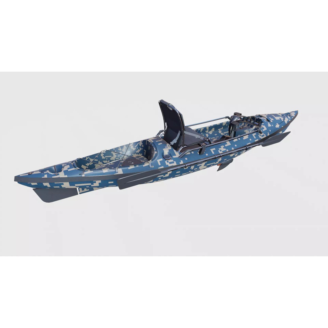 Fishing Kayak 3D Model – Low Poly PBR Game Asset, FBX, OBJ - View 10