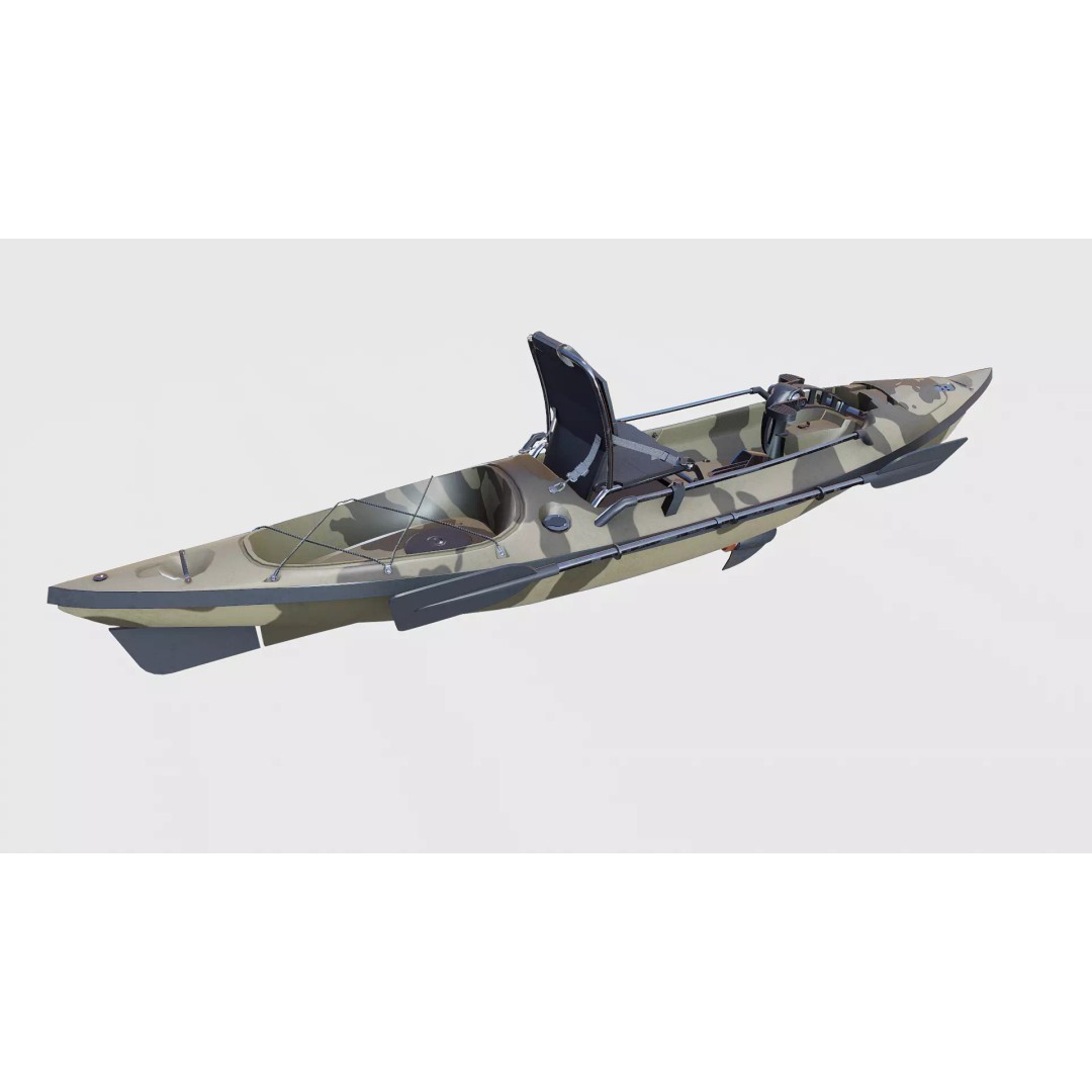 Fishing Kayak 3D Model – Low Poly PBR Game Asset, FBX, OBJ - View 11