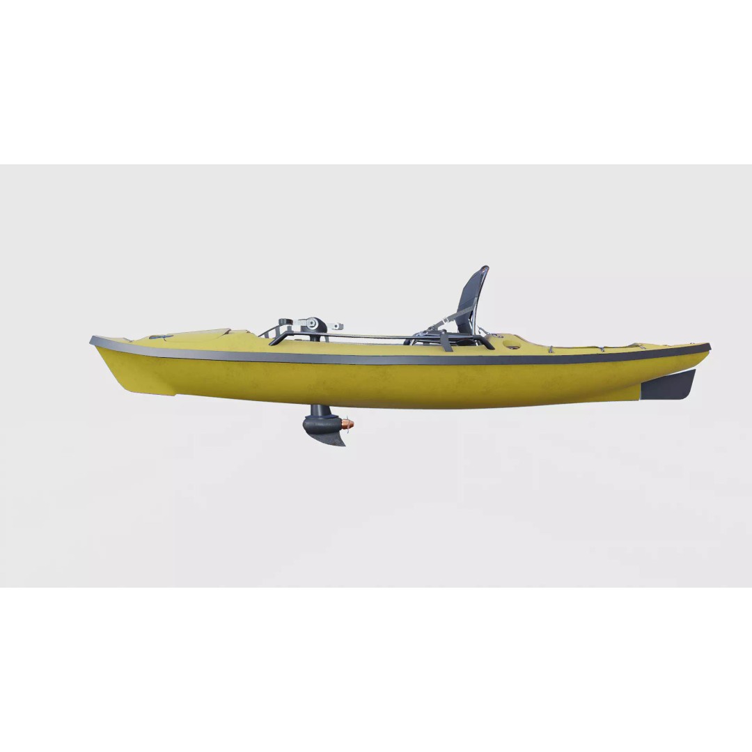 Fishing Kayak 3D Model – Low Poly PBR Game Asset, FBX, OBJ - View 13