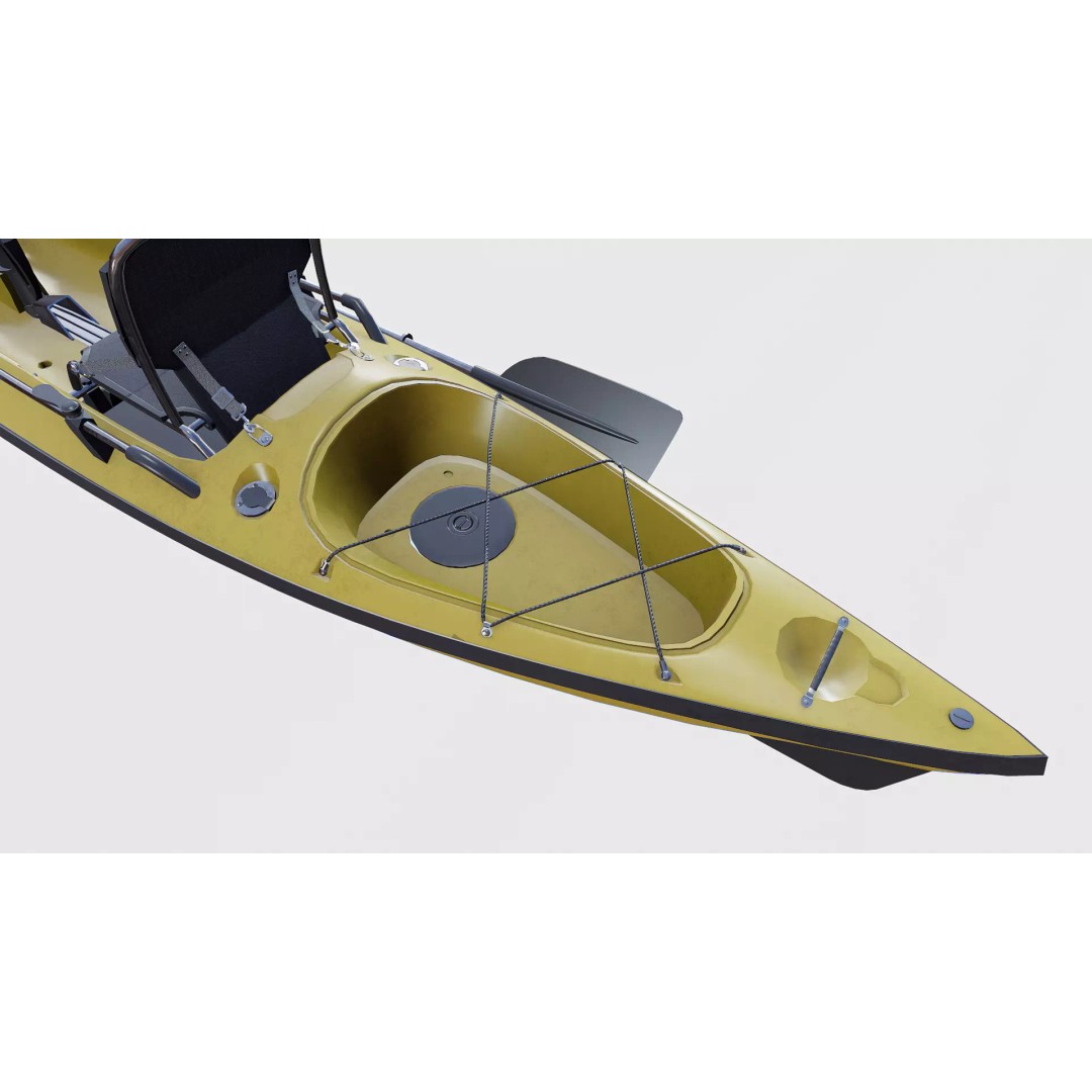 Fishing Kayak 3D Model – Low Poly PBR Game Asset, FBX, OBJ - View 14