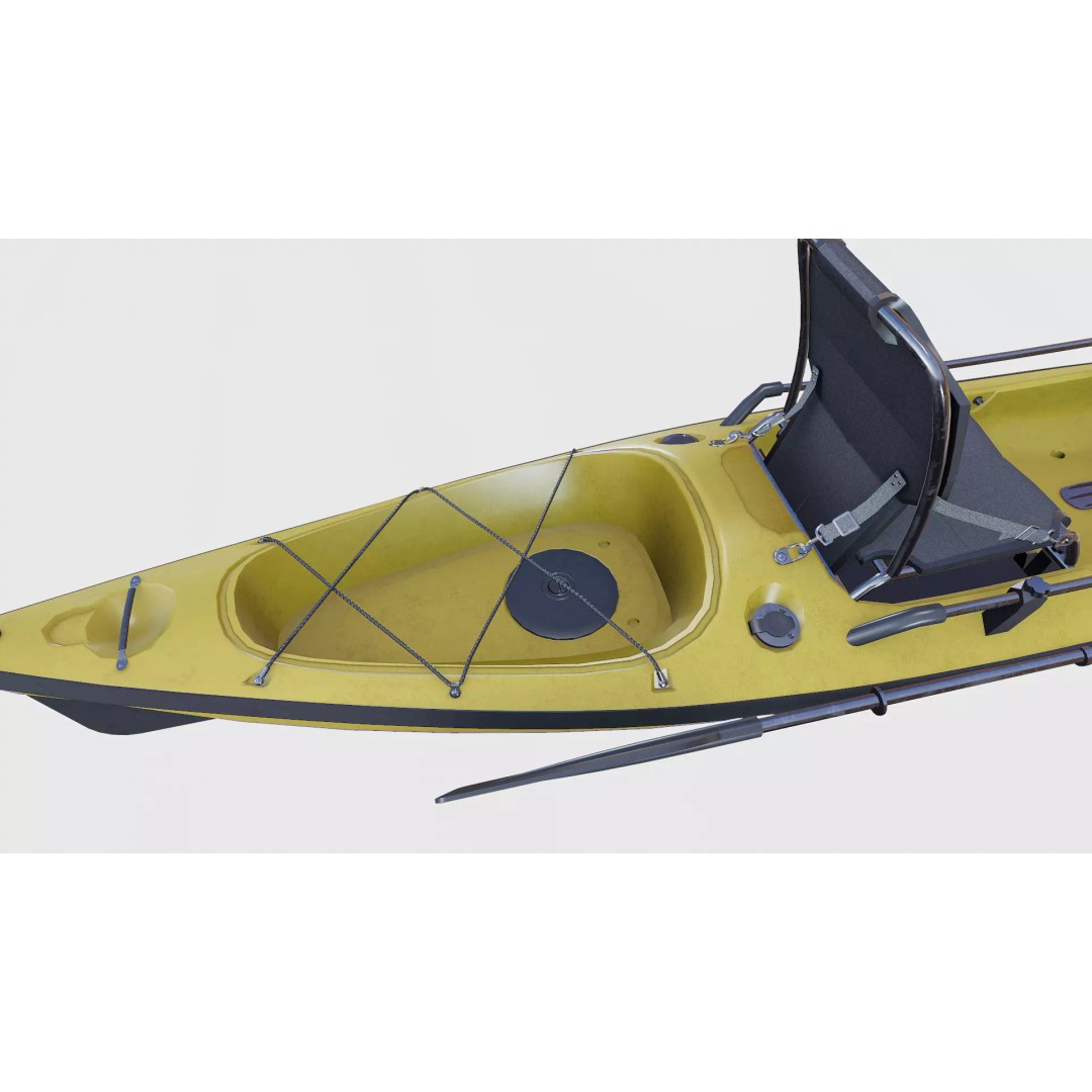 Fishing Kayak 3D Model – Low Poly PBR Game Asset, FBX, OBJ - View 15