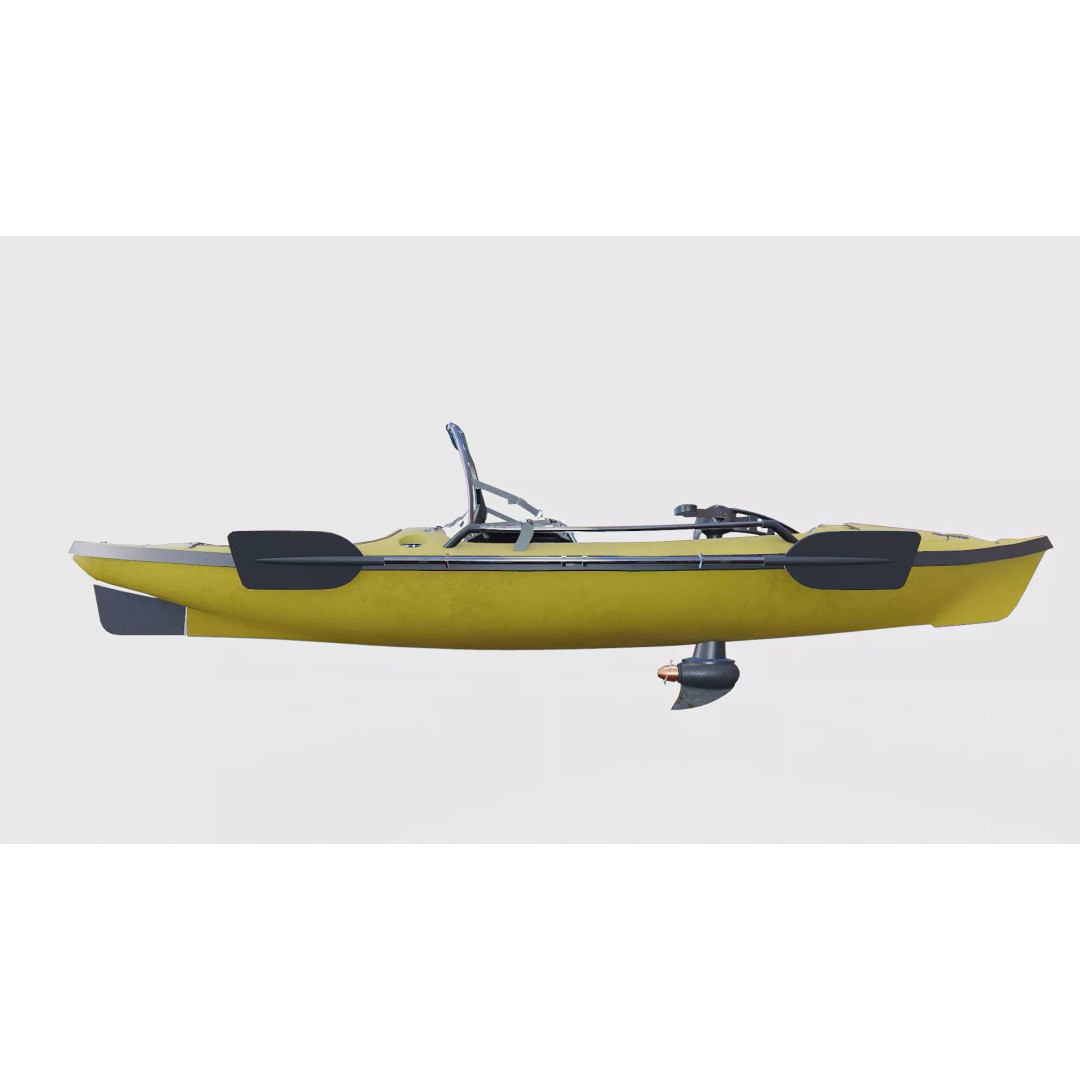 Fishing Kayak 3D Model – Low Poly PBR Game Asset, FBX, OBJ - View 16