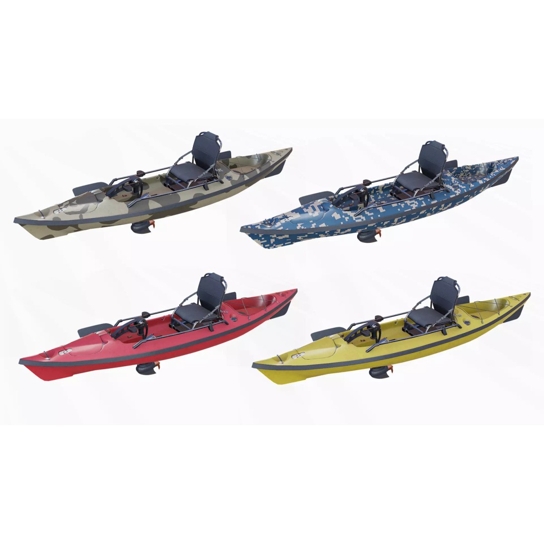 Fishing Kayak 3D Model – Low Poly PBR Game Asset, FBX, OBJ - View 2