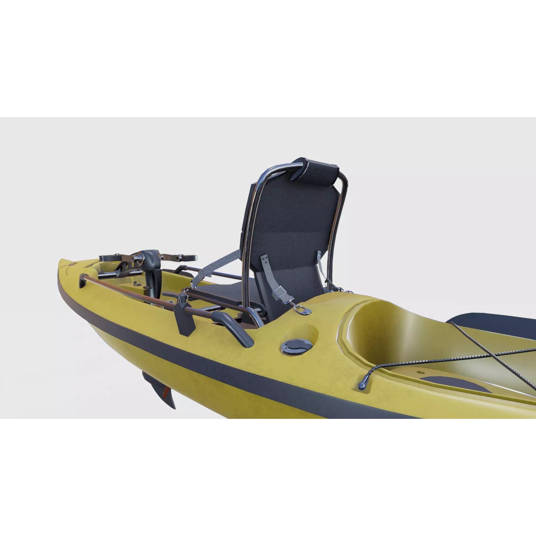 Fishing Kayak 3D Model – Low Poly PBR Game Asset, FBX, OBJ - View 20