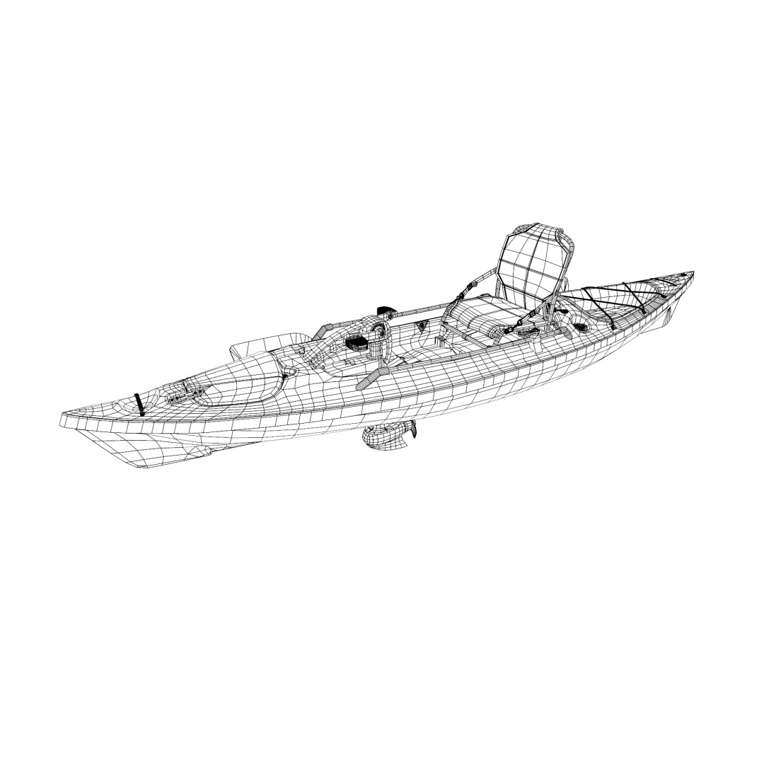 Fishing Kayak 3D Model – Low Poly PBR Game Asset, FBX, OBJ - View 28