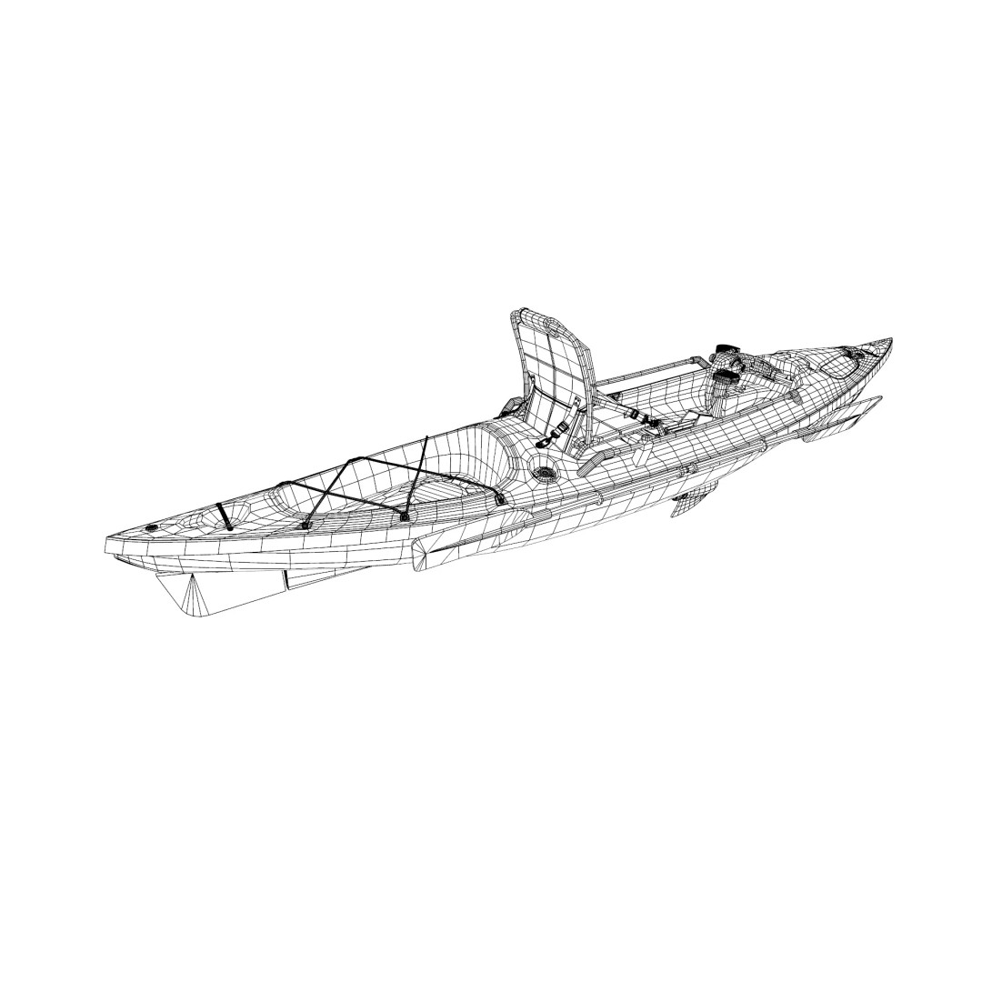 Fishing Kayak 3D Model – Low Poly PBR Game Asset, FBX, OBJ - View 29