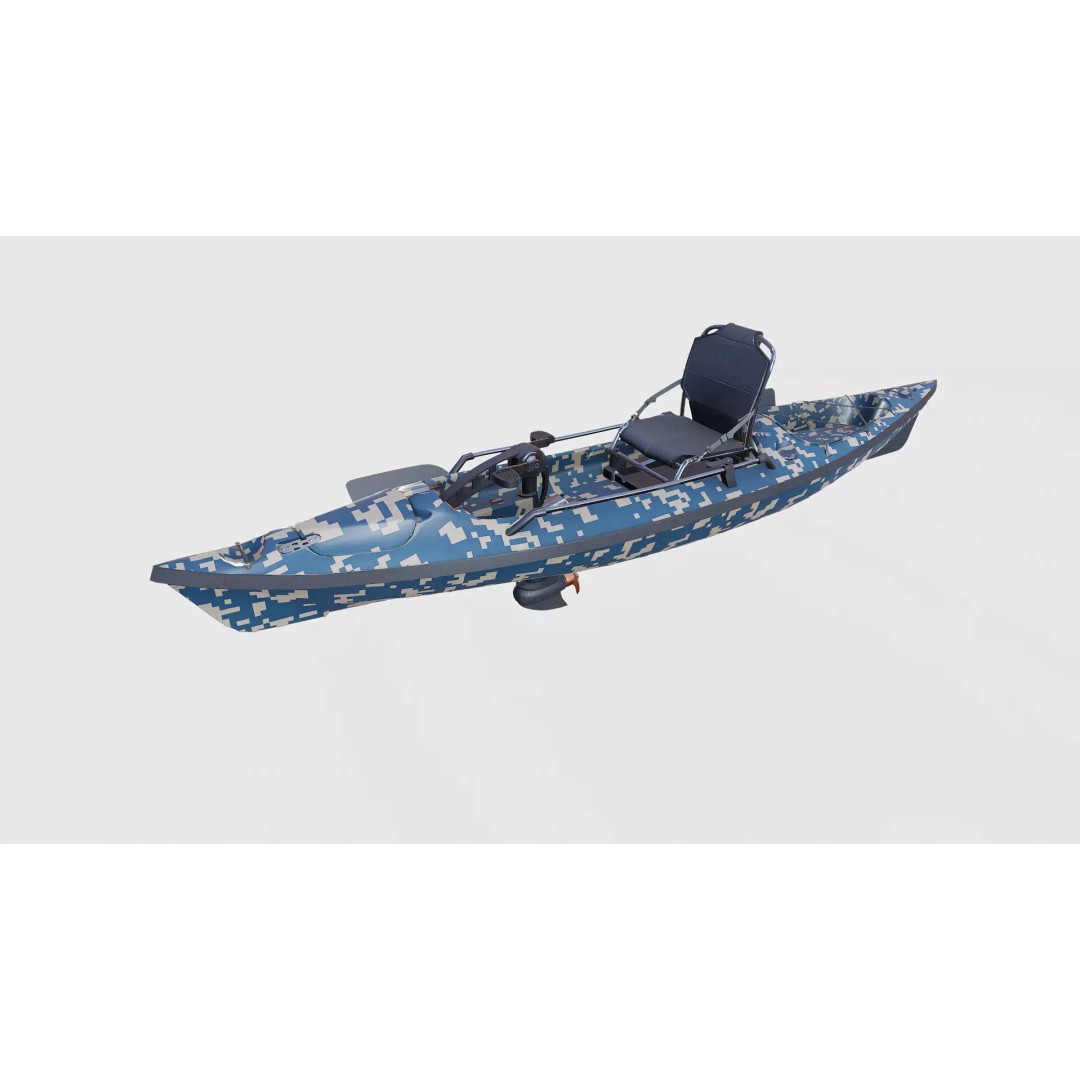 Fishing Kayak 3D Model – Low Poly PBR Game Asset, FBX, OBJ - View 4