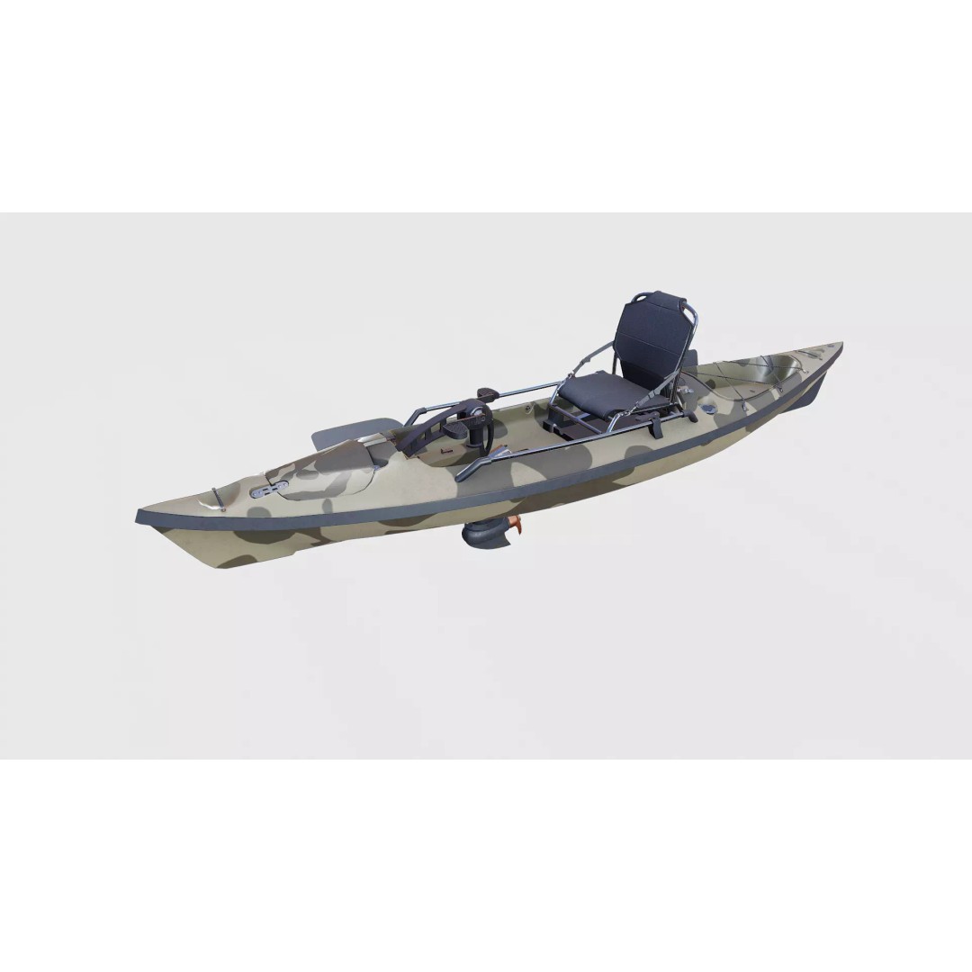 Fishing Kayak 3D Model – Low Poly PBR Game Asset, FBX, OBJ - View 5