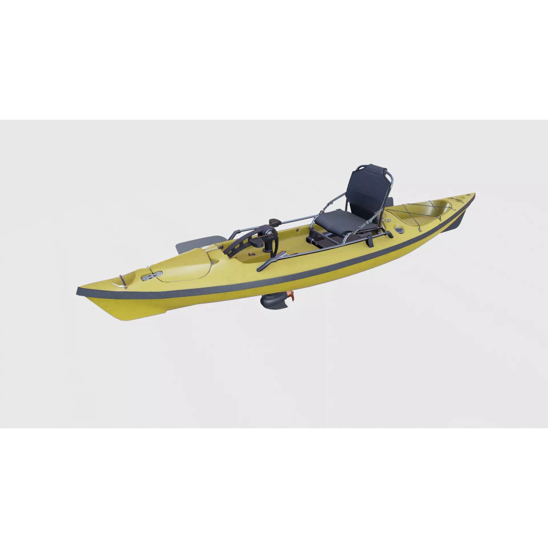 Fishing Kayak 3D Model – Low Poly PBR Game Asset, FBX, OBJ - View 6