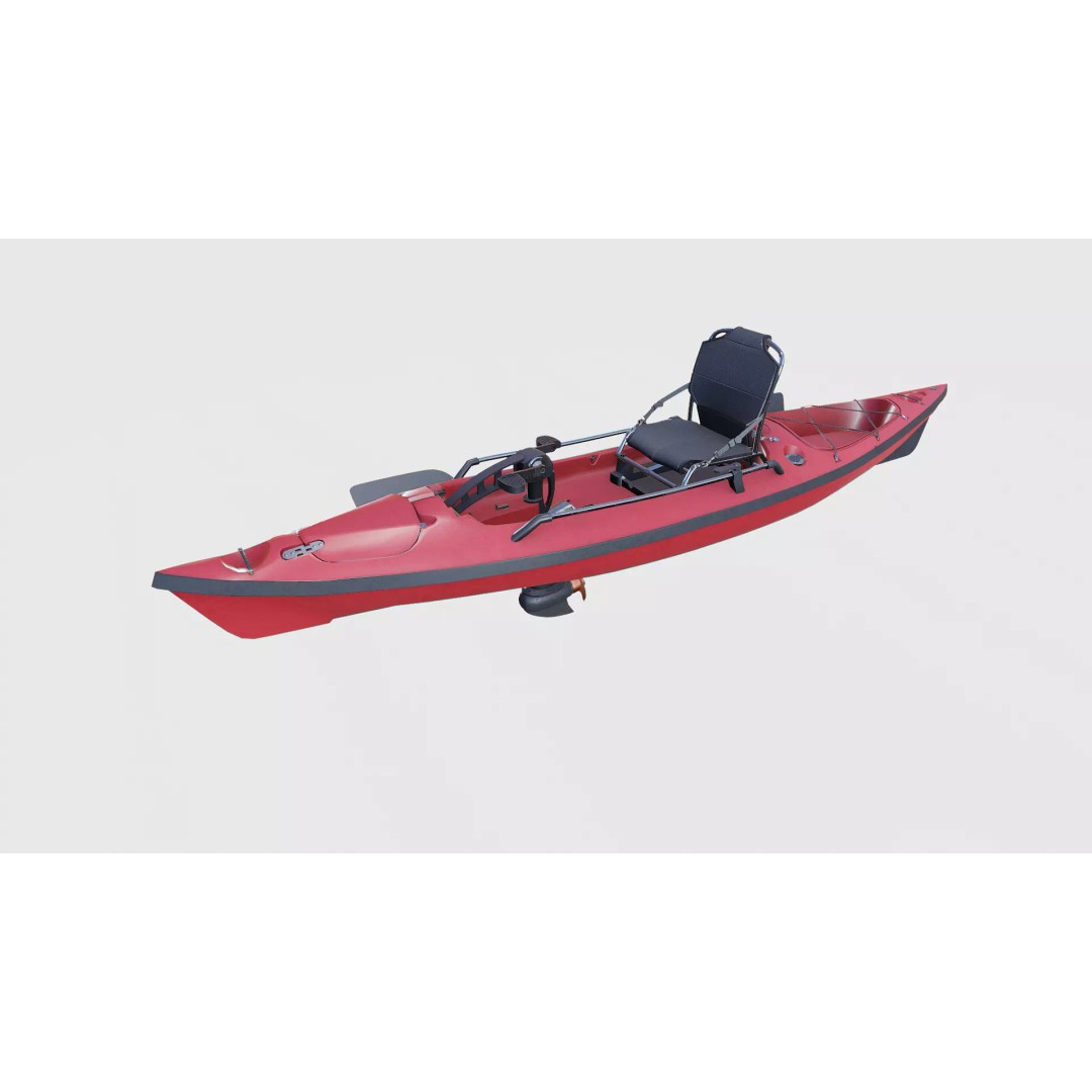 Fishing Kayak 3D Model – Low Poly PBR Game Asset, FBX, OBJ - View 7