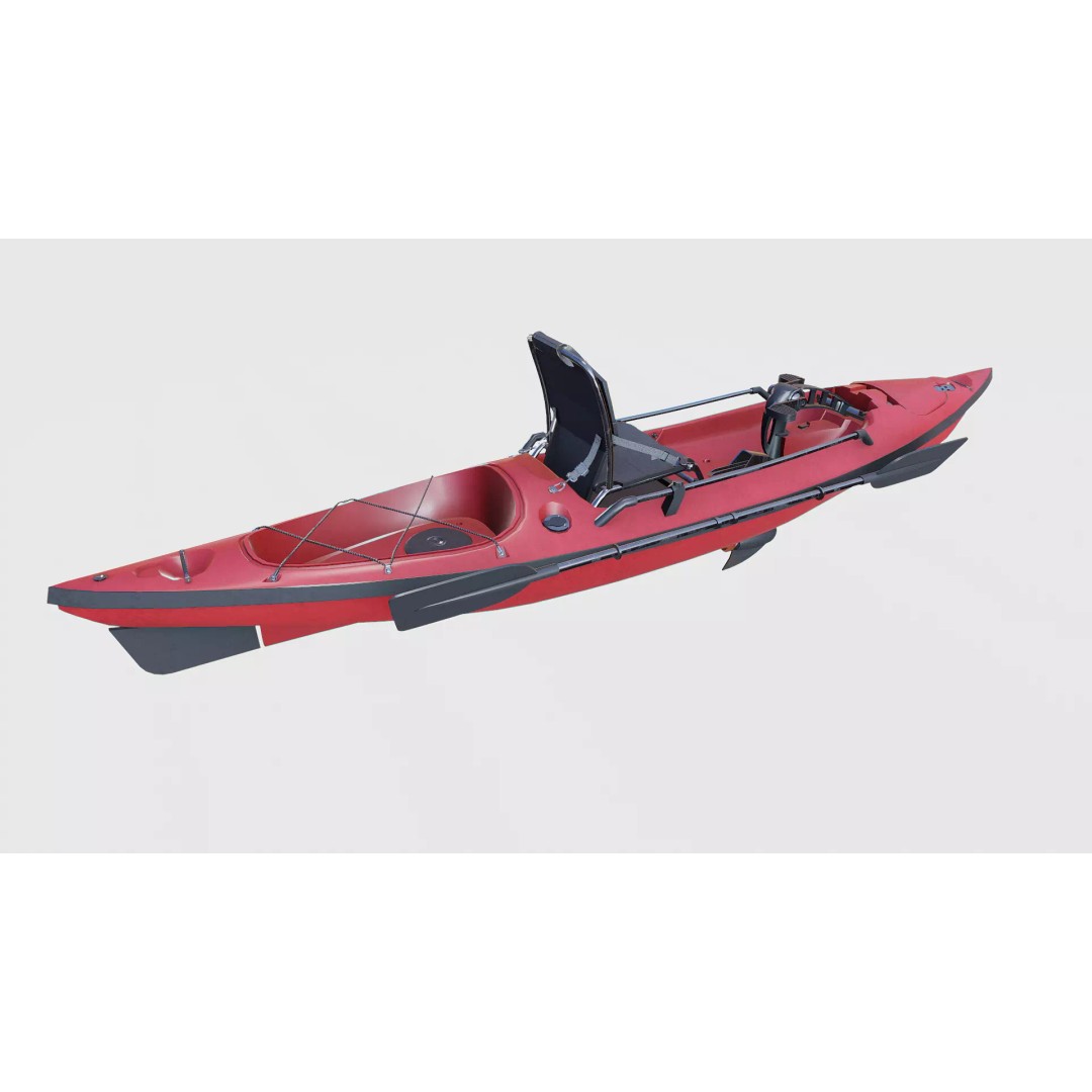 Fishing Kayak 3D Model – Low Poly PBR Game Asset, FBX, OBJ - View 8