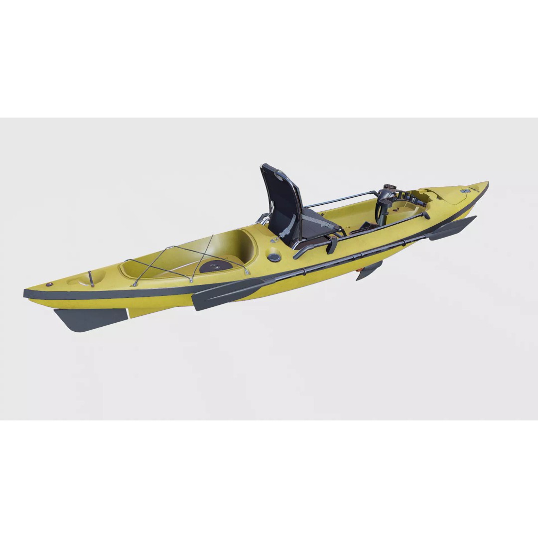Fishing Kayak 3D Model – Low Poly PBR Game Asset, FBX, OBJ - View 9