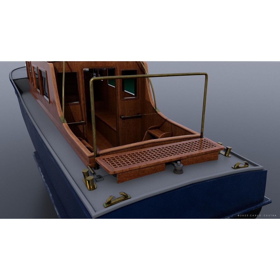WW2 Italian 10m Motorboat 3D Model – Low Poly Historic Watercraft, FBX - View 10