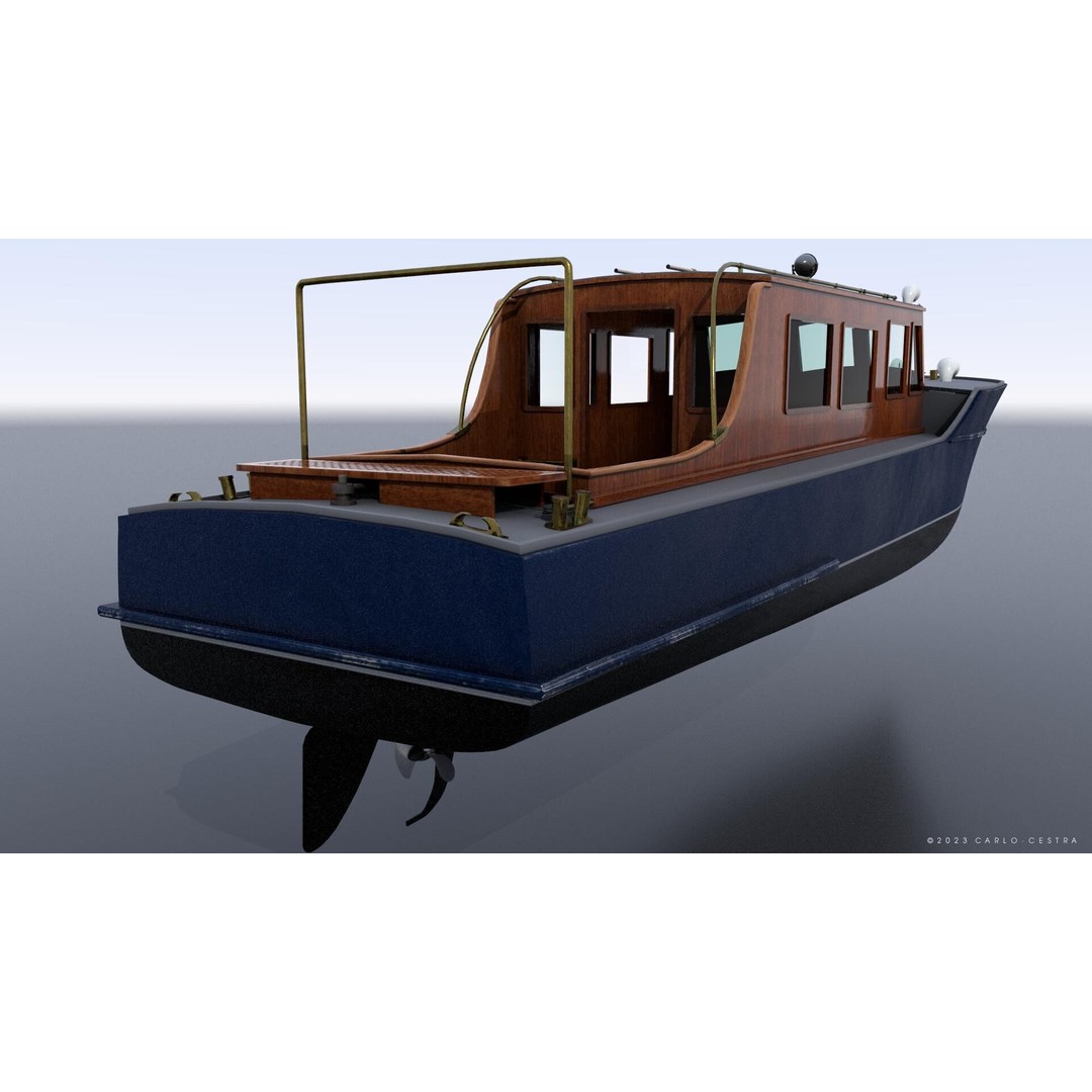 WW2 Italian 10m Motorboat 3D Model – Low Poly Historic Watercraft, FBX - View 11