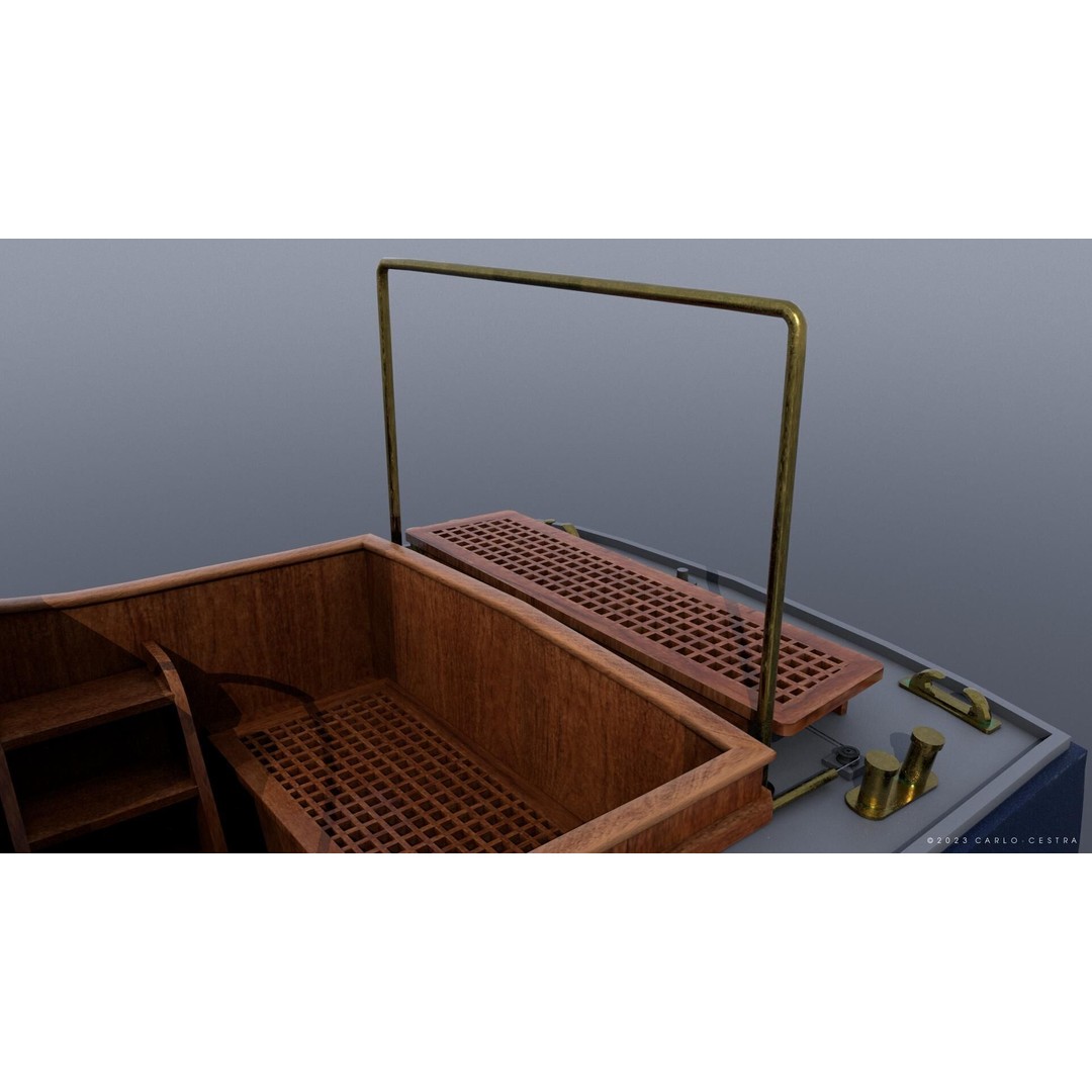WW2 Italian 10m Motorboat 3D Model – Low Poly Historic Watercraft, FBX - View 12