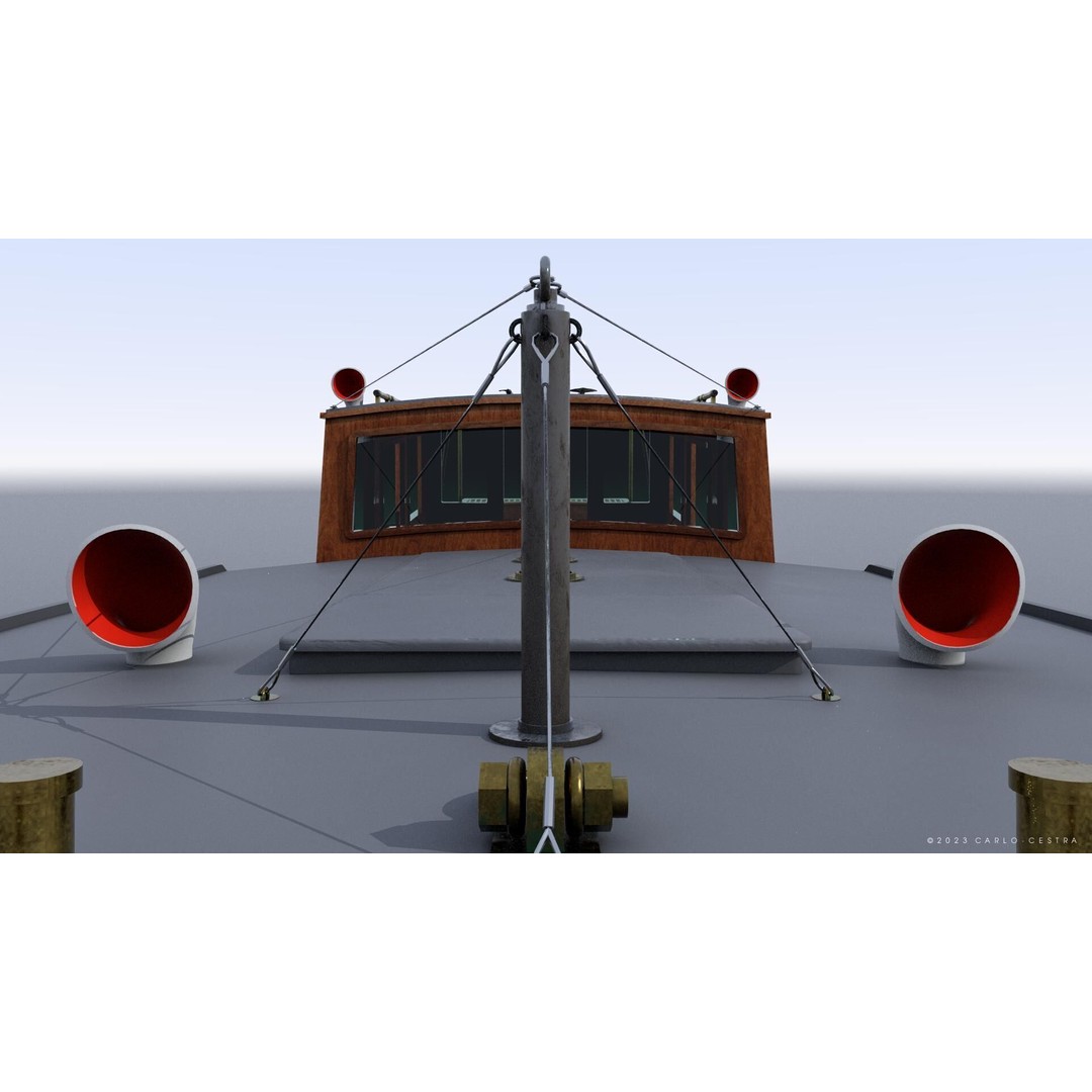 WW2 Italian 10m Motorboat 3D Model – Low Poly Historic Watercraft, FBX - View 13