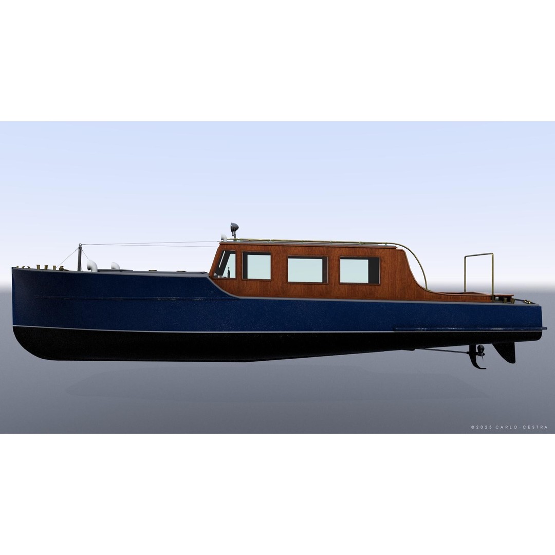 WW2 Italian 10m Motorboat 3D Model – Low Poly Historic Watercraft, FBX - View 14