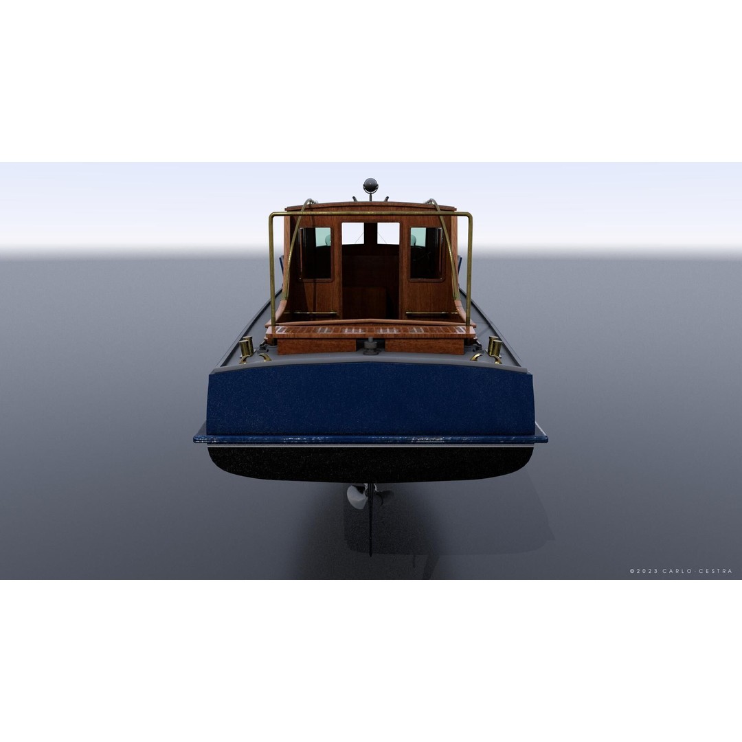 WW2 Italian 10m Motorboat 3D Model – Low Poly Historic Watercraft, FBX - View 15