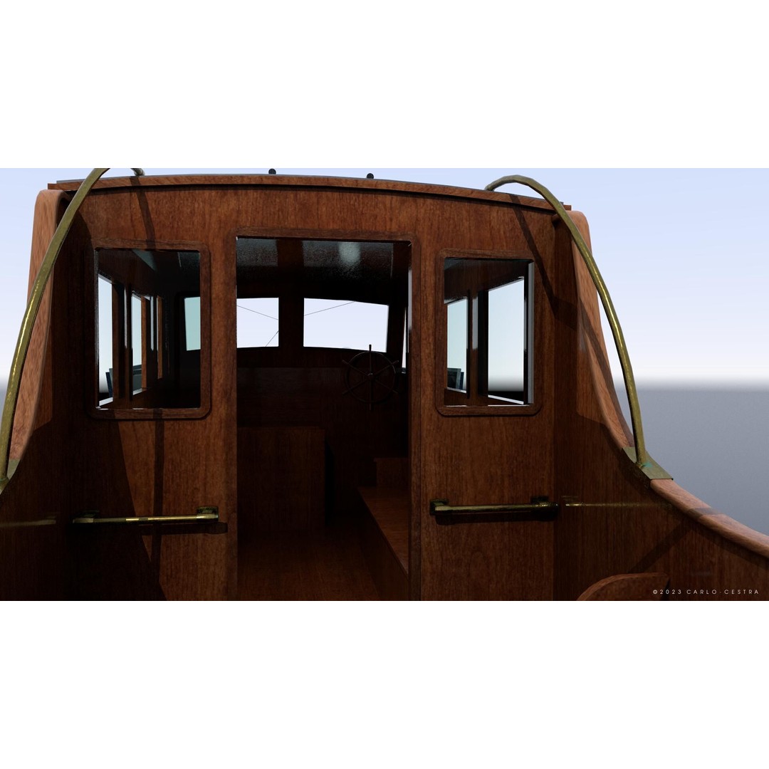 WW2 Italian 10m Motorboat 3D Model – Low Poly Historic Watercraft, FBX - View 17