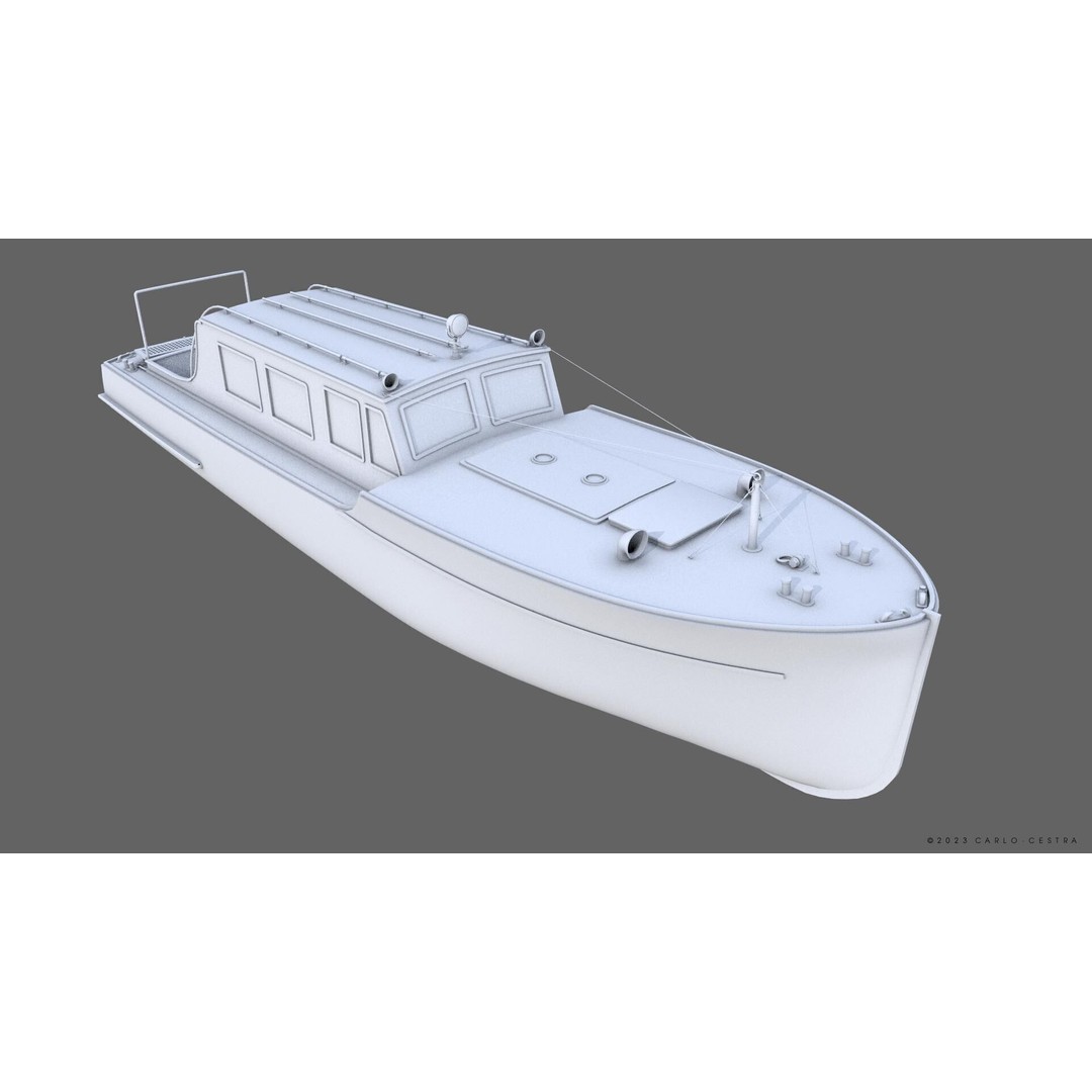 WW2 Italian 10m Motorboat 3D Model – Low Poly Historic Watercraft, FBX - View 18