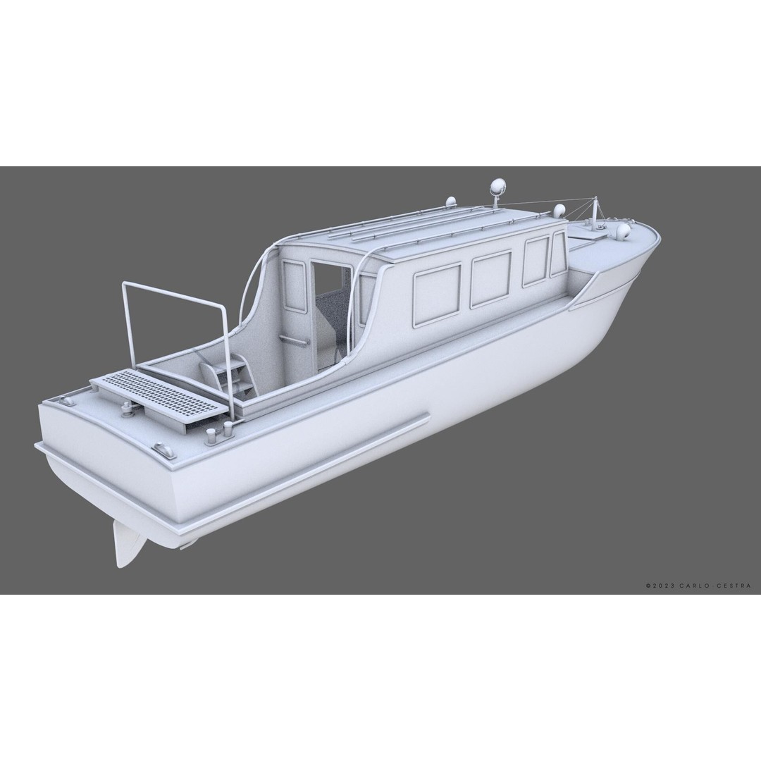 WW2 Italian 10m Motorboat 3D Model – Low Poly Historic Watercraft, FBX - View 19