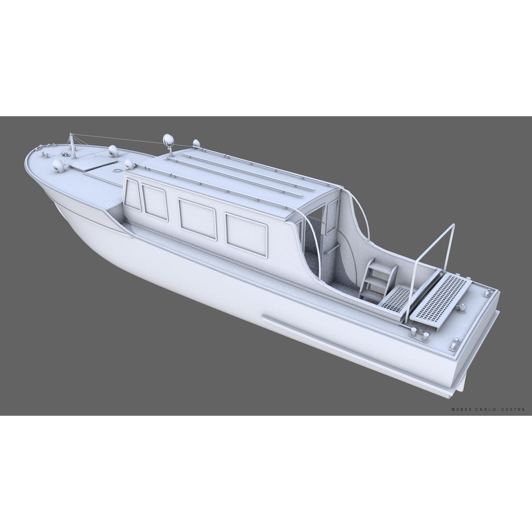 WW2 Italian 10m Motorboat 3D Model – Low Poly Historic Watercraft, FBX - View 20