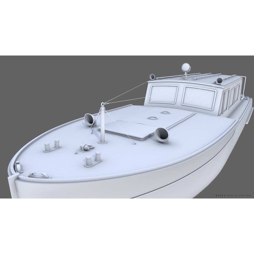 WW2 Italian 10m Motorboat 3D Model – Low Poly Historic Watercraft, FBX - View 22