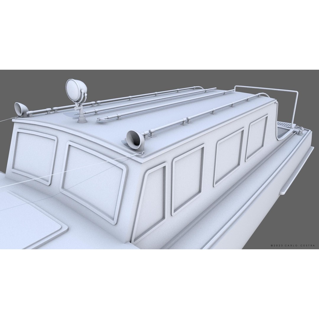 WW2 Italian 10m Motorboat 3D Model – Low Poly Historic Watercraft, FBX - View 23