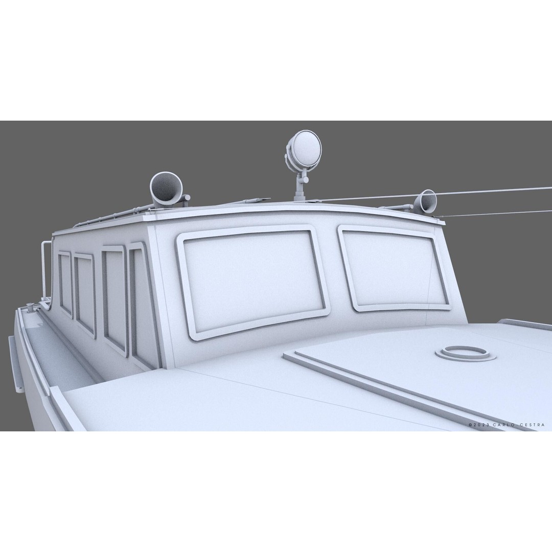 WW2 Italian 10m Motorboat 3D Model – Low Poly Historic Watercraft, FBX - View 24
