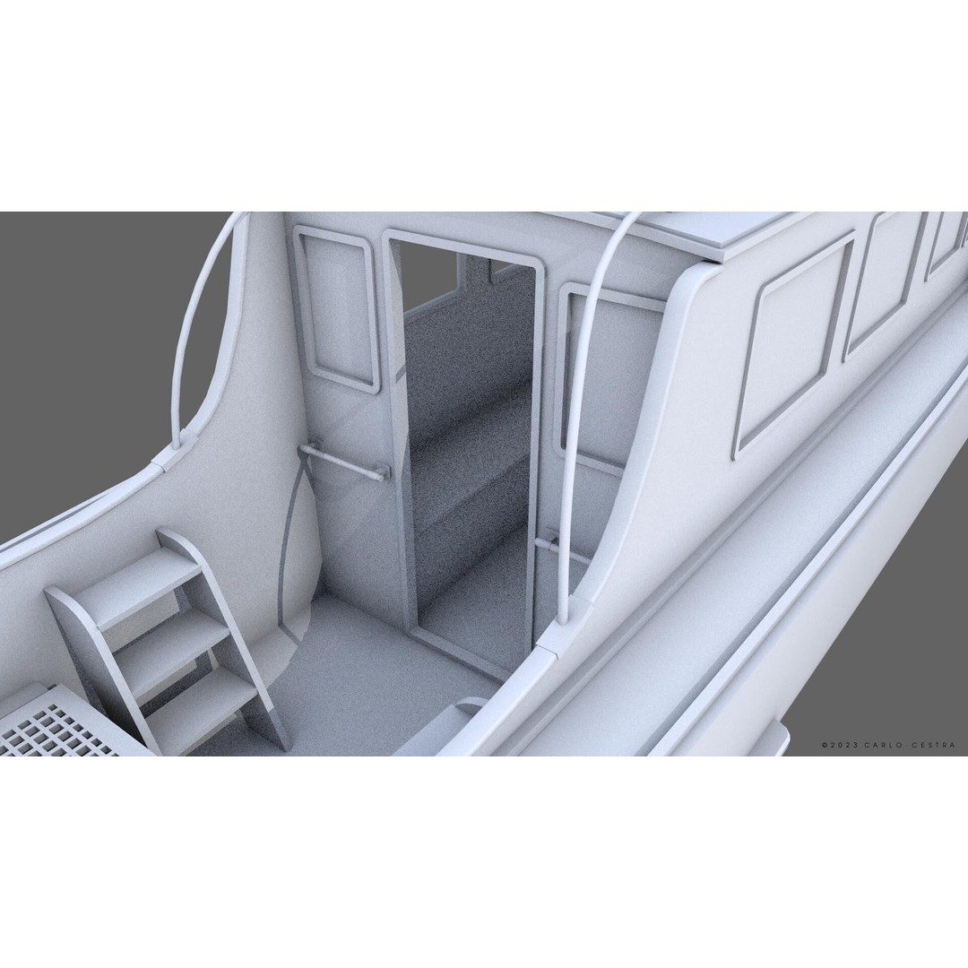 WW2 Italian 10m Motorboat 3D Model – Low Poly Historic Watercraft, FBX - View 25