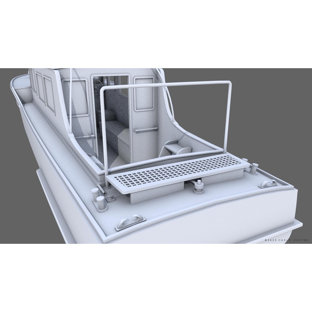 WW2 Italian 10m Motorboat 3D Model – Low Poly Historic Watercraft, FBX - View 26
