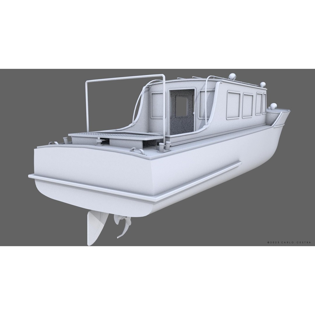 WW2 Italian 10m Motorboat 3D Model – Low Poly Historic Watercraft, FBX - View 27