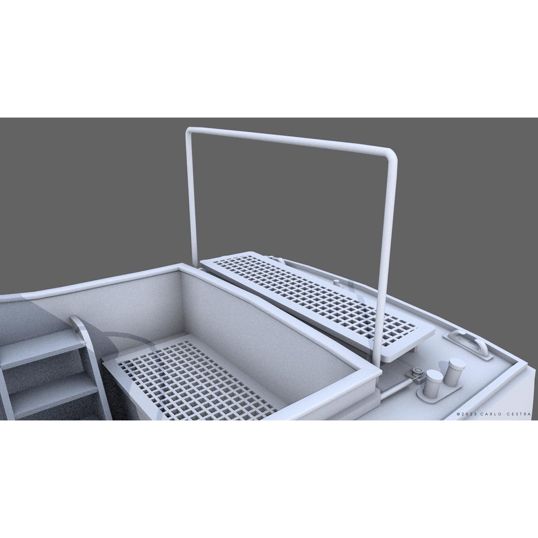 WW2 Italian 10m Motorboat 3D Model – Low Poly Historic Watercraft, FBX - View 28