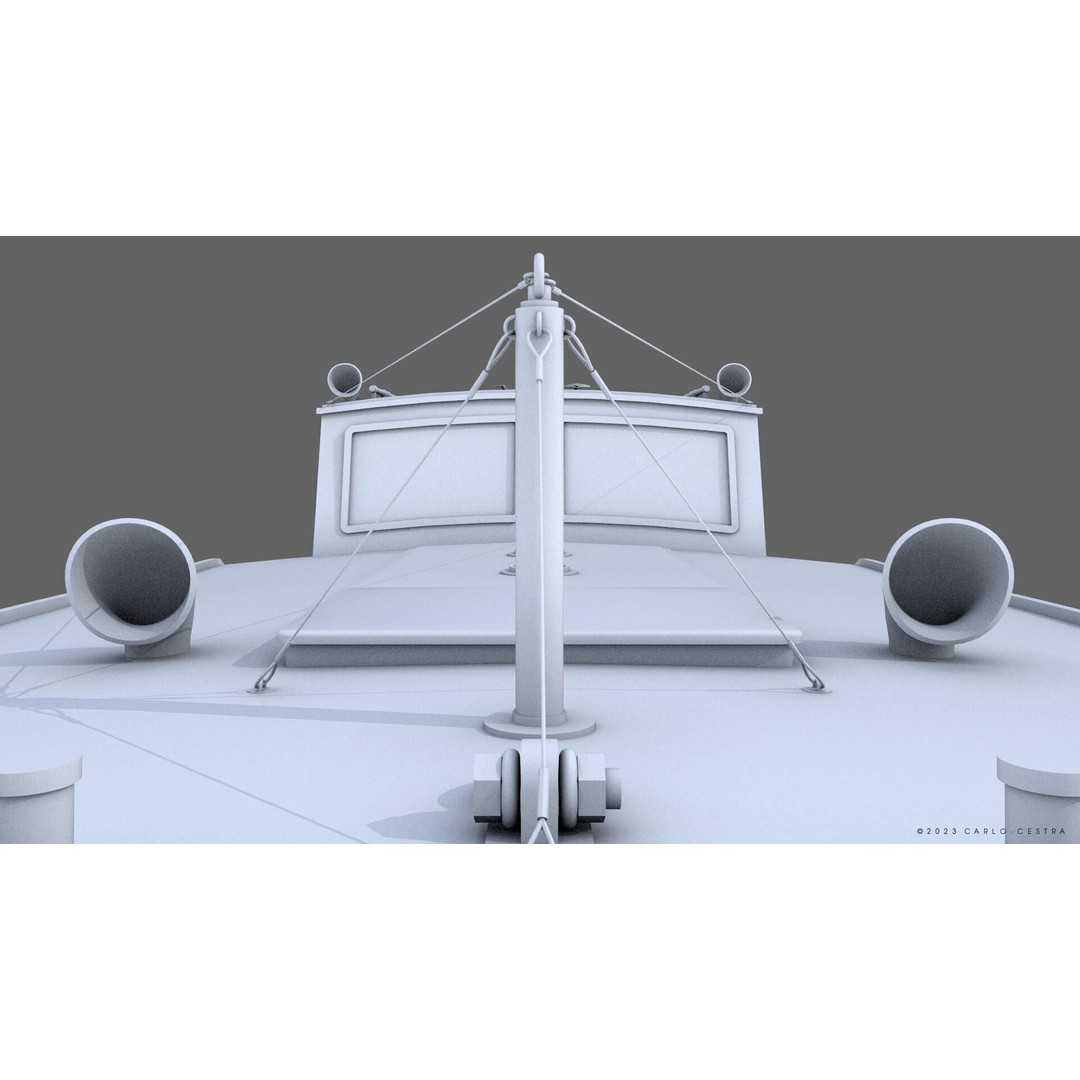 WW2 Italian 10m Motorboat 3D Model – Low Poly Historic Watercraft, FBX - View 29