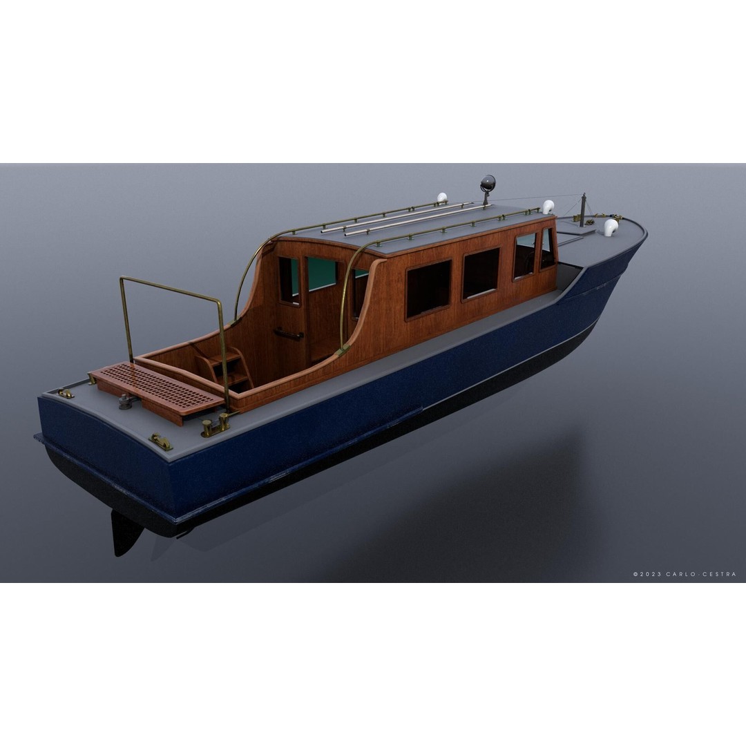 WW2 Italian 10m Motorboat 3D Model – Low Poly Historic Watercraft, FBX - View 3