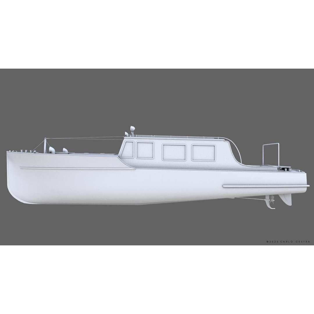 WW2 Italian 10m Motorboat 3D Model – Low Poly Historic Watercraft, FBX - View 30