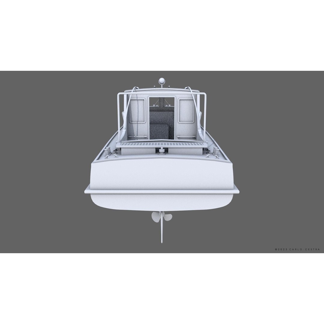 WW2 Italian 10m Motorboat 3D Model – Low Poly Historic Watercraft, FBX - View 31