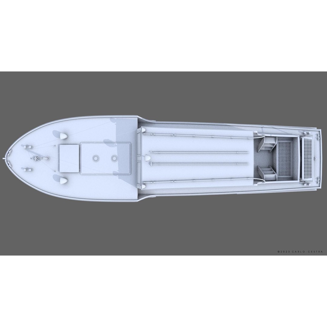 WW2 Italian 10m Motorboat 3D Model – Low Poly Historic Watercraft, FBX - View 32
