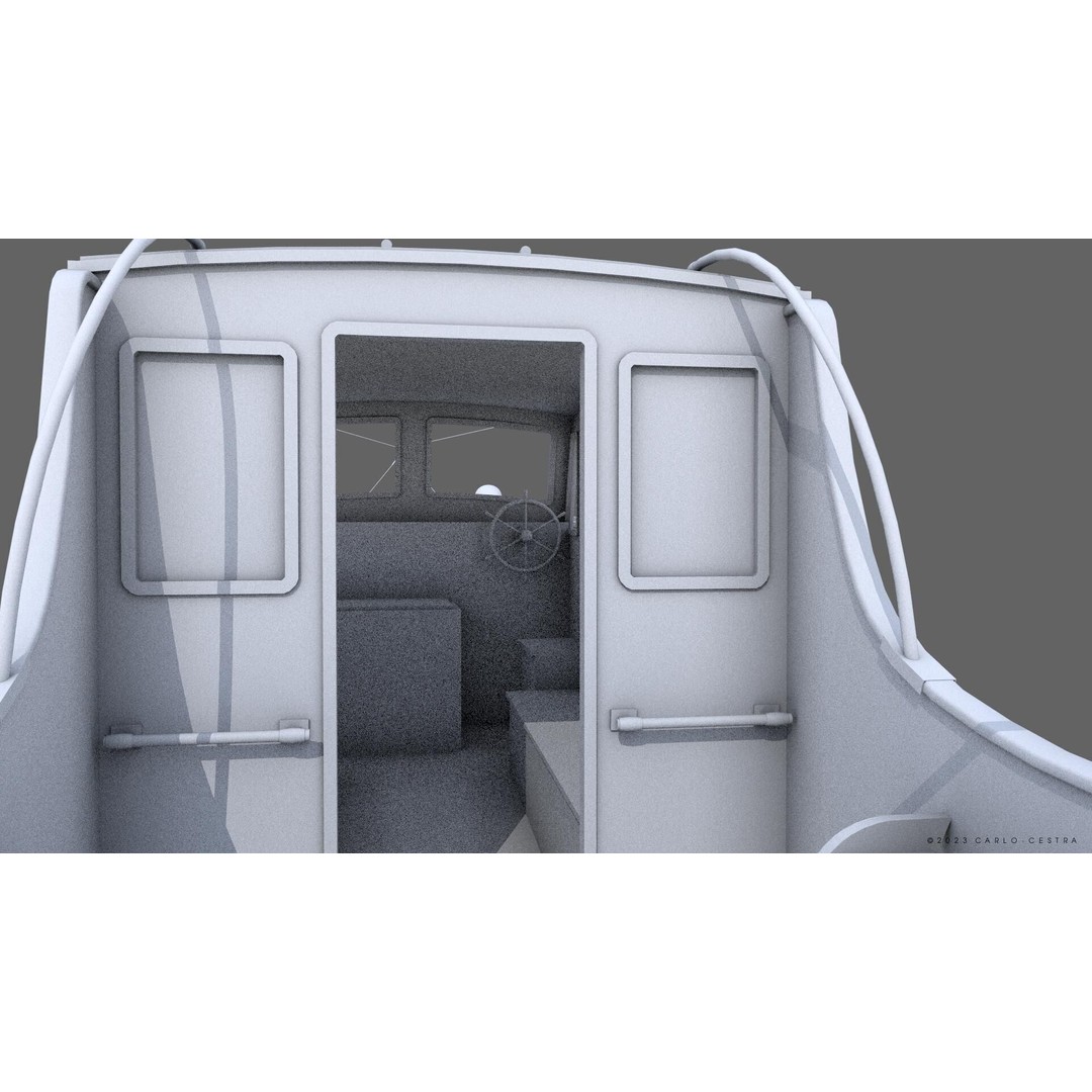 WW2 Italian 10m Motorboat 3D Model – Low Poly Historic Watercraft, FBX - View 33