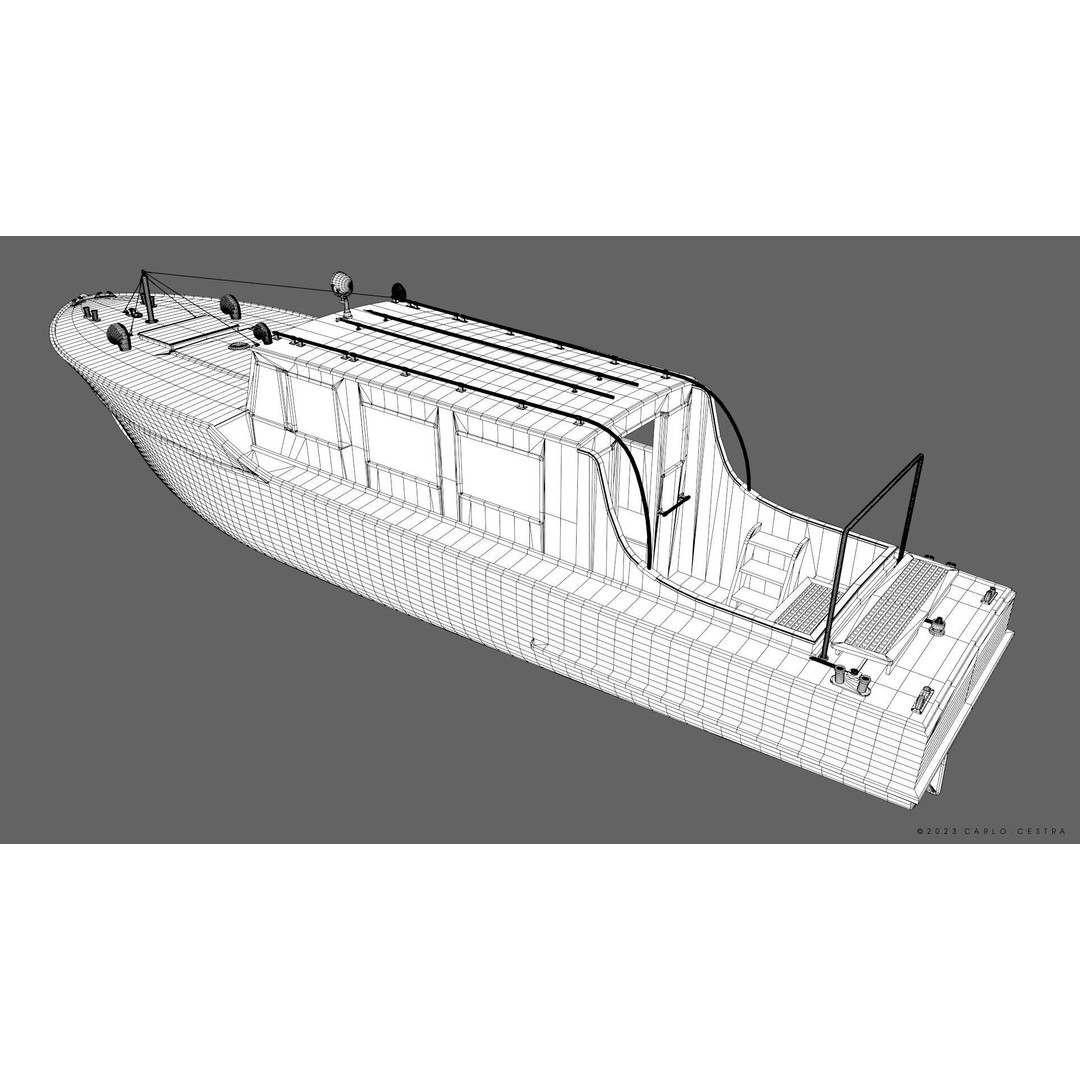 WW2 Italian 10m Motorboat 3D Model – Low Poly Historic Watercraft, FBX - View 36
