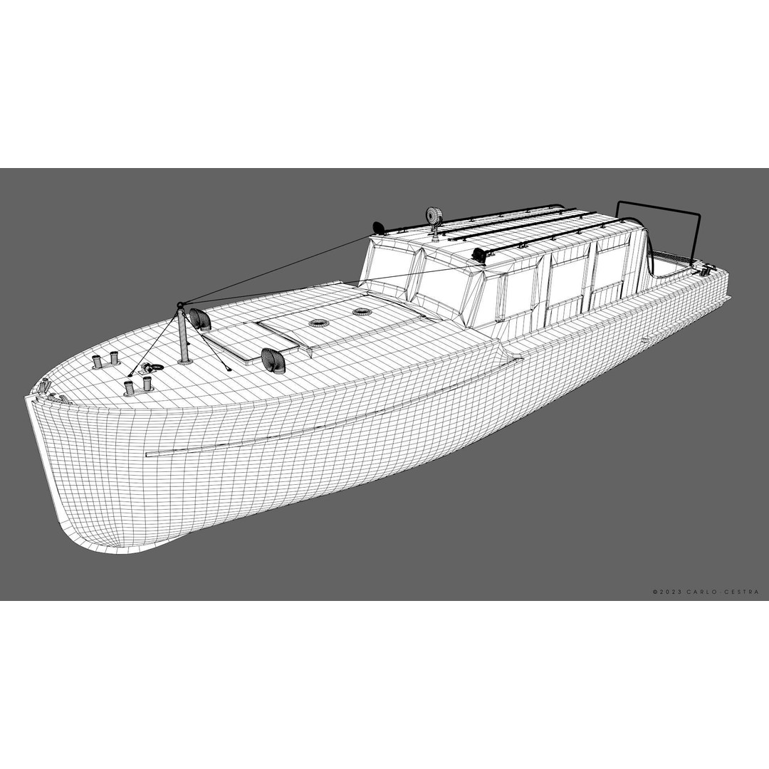 WW2 Italian 10m Motorboat 3D Model – Low Poly Historic Watercraft, FBX - View 37