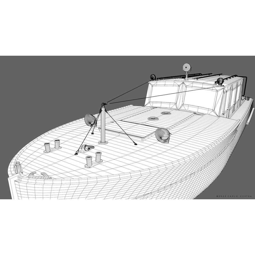 WW2 Italian 10m Motorboat 3D Model – Low Poly Historic Watercraft, FBX - View 38
