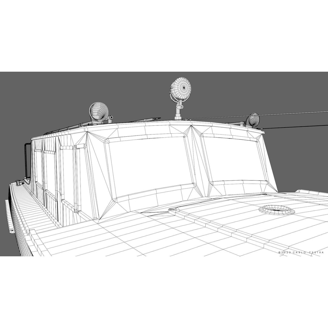 WW2 Italian 10m Motorboat 3D Model – Low Poly Historic Watercraft, FBX - View 40