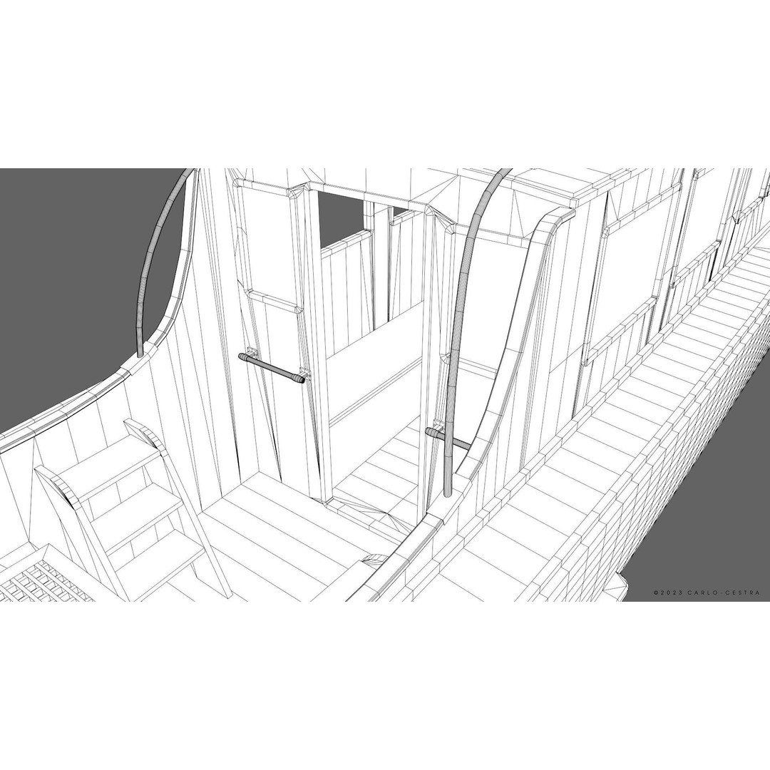 WW2 Italian 10m Motorboat 3D Model – Low Poly Historic Watercraft, FBX - View 41