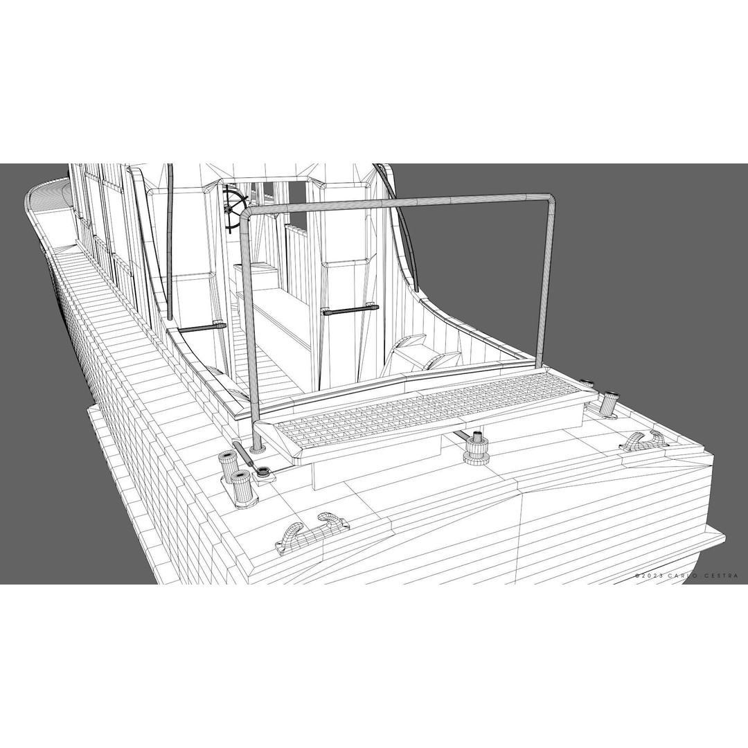 WW2 Italian 10m Motorboat 3D Model – Low Poly Historic Watercraft, FBX - View 42