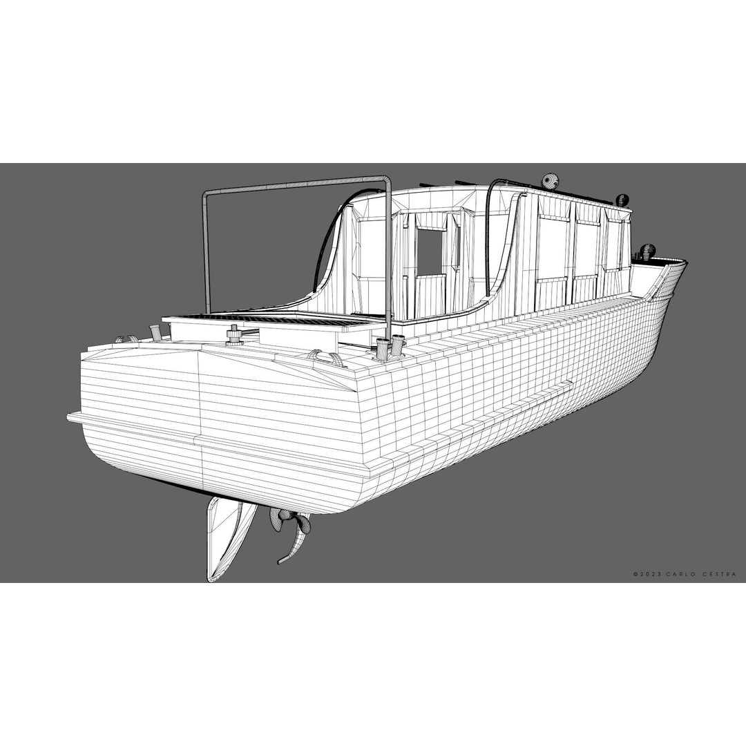 WW2 Italian 10m Motorboat 3D Model – Low Poly Historic Watercraft, FBX - View 43