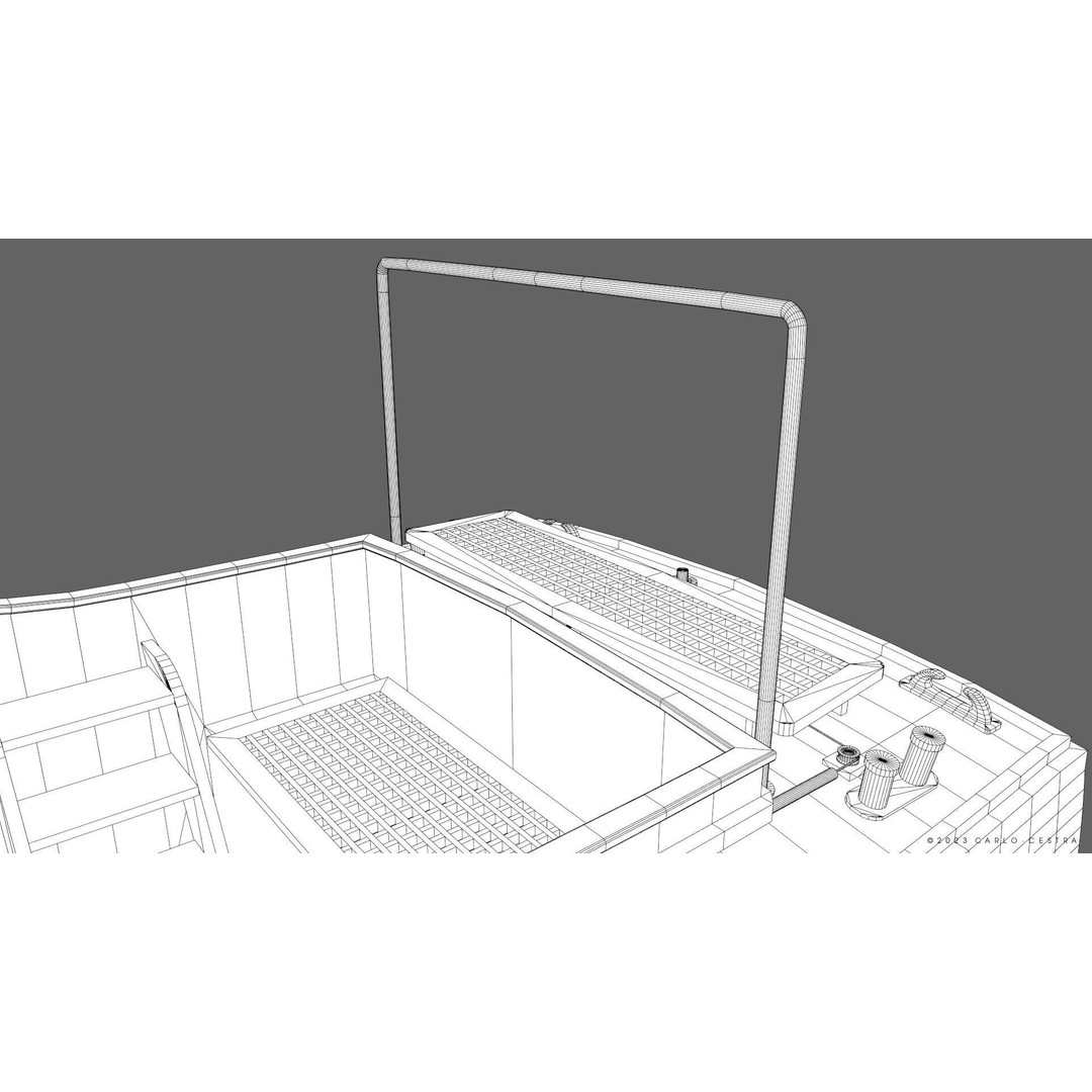 WW2 Italian 10m Motorboat 3D Model – Low Poly Historic Watercraft, FBX - View 44