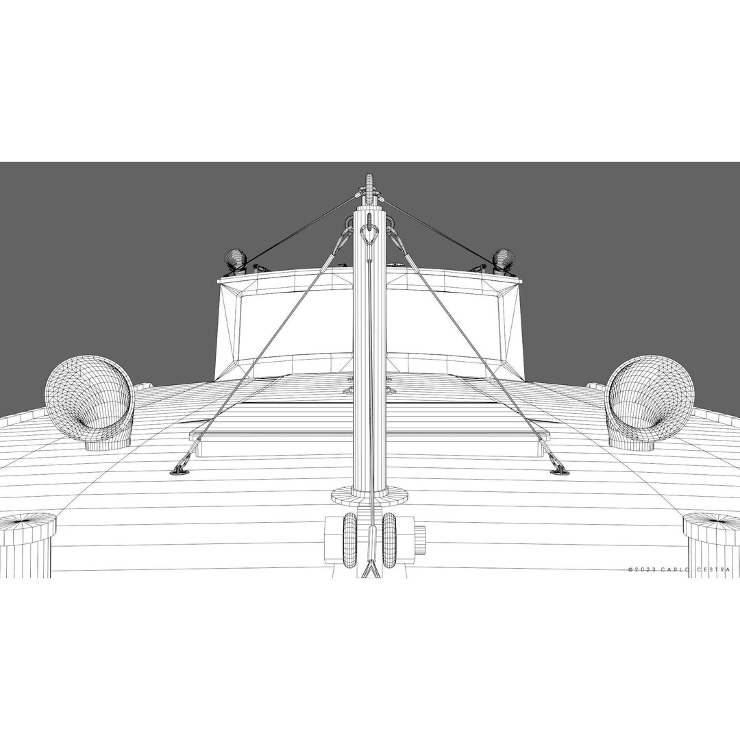 WW2 Italian 10m Motorboat 3D Model – Low Poly Historic Watercraft, FBX - View 45