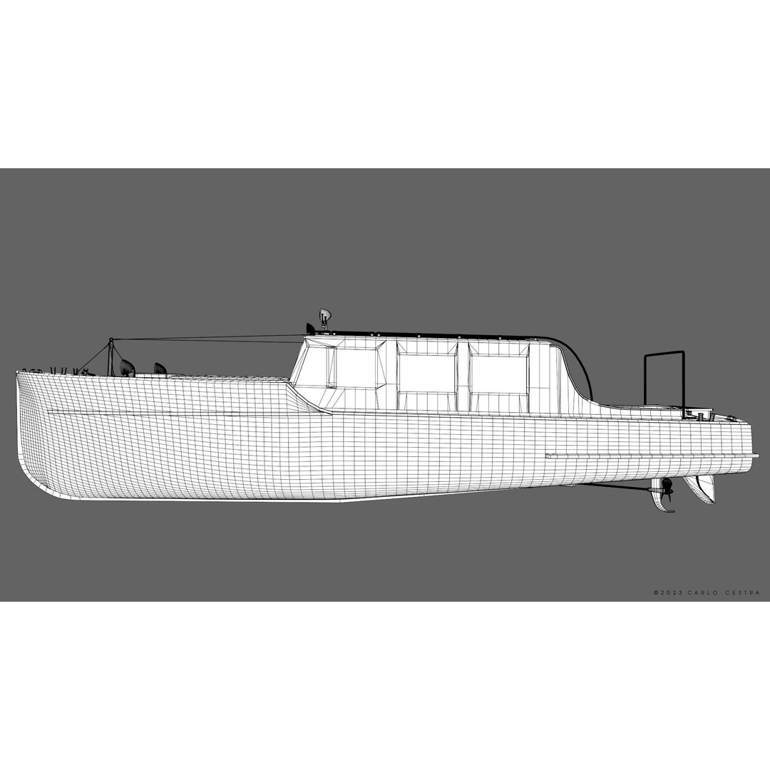 WW2 Italian 10m Motorboat 3D Model – Low Poly Historic Watercraft, FBX - View 46