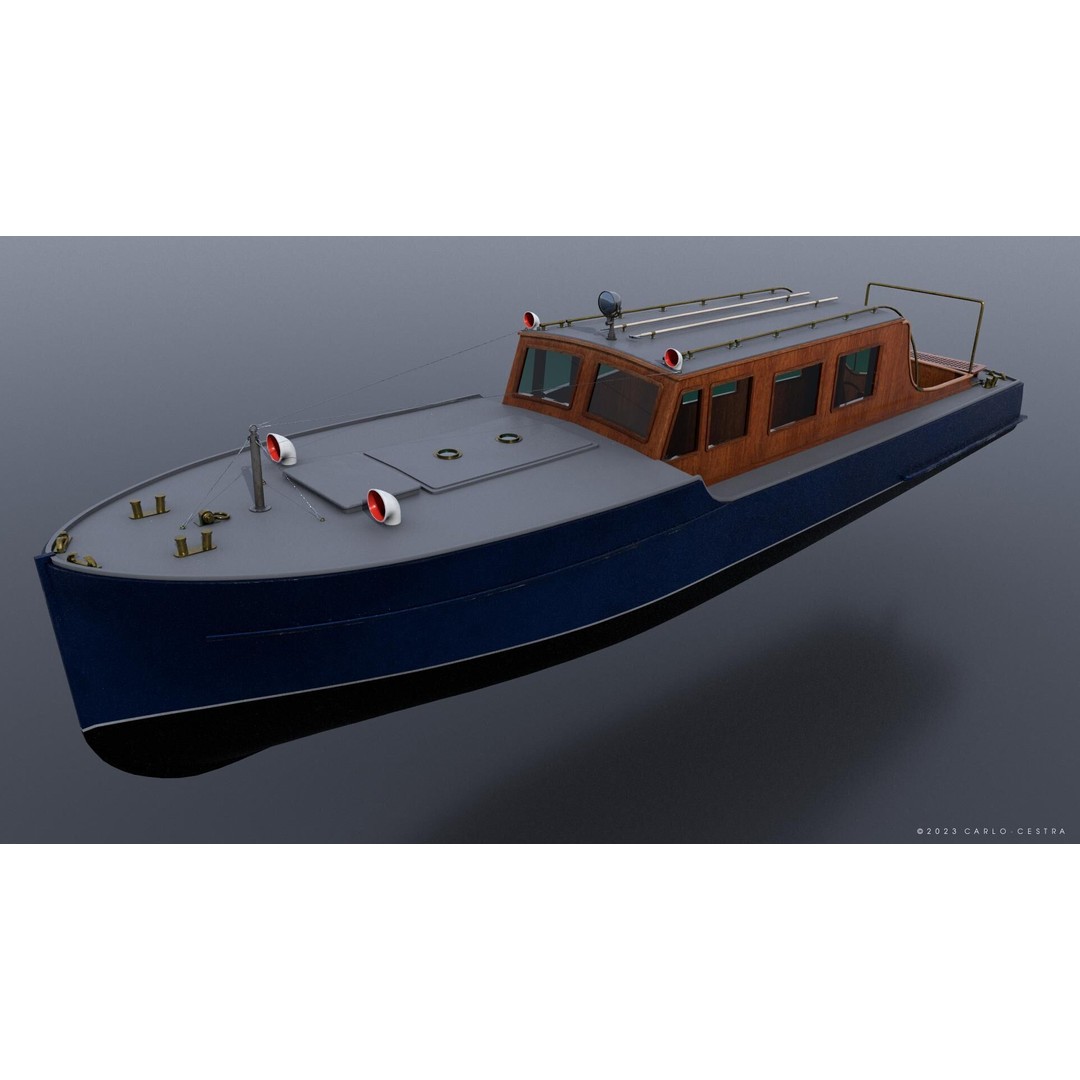 WW2 Italian 10m Motorboat 3D Model – Low Poly Historic Watercraft, FBX - View 5